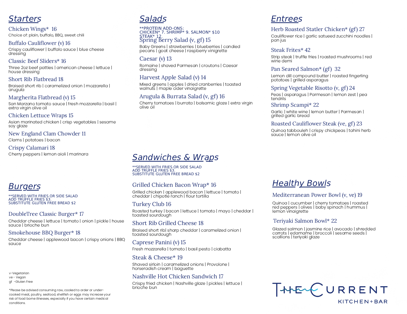 The current dinner menu